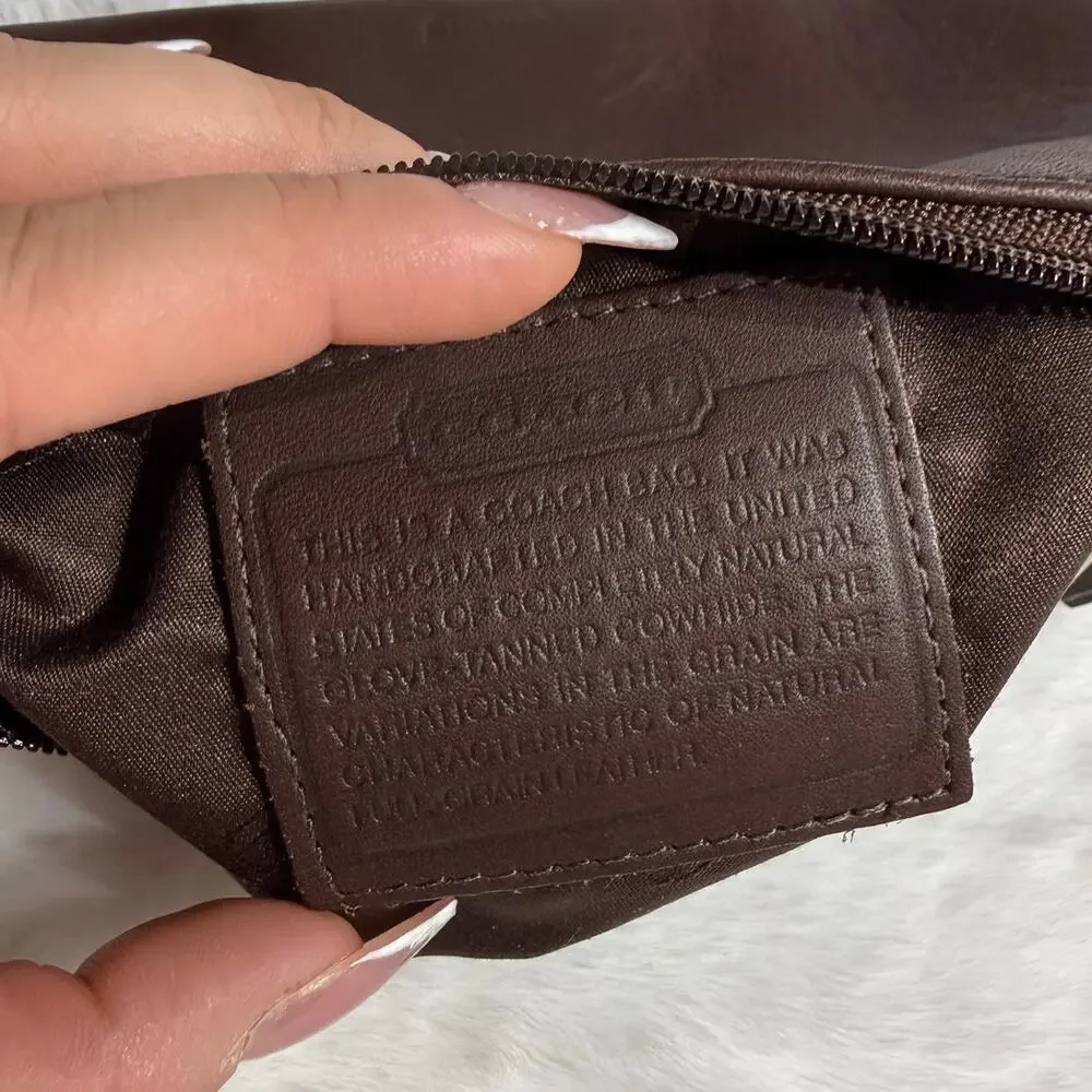 VINTAGE COACH MAHOGANY BROWN LEATHER FLAT SMALL COSMETIC BAG CASE POUCH 6990 - Picture 5 of 6
